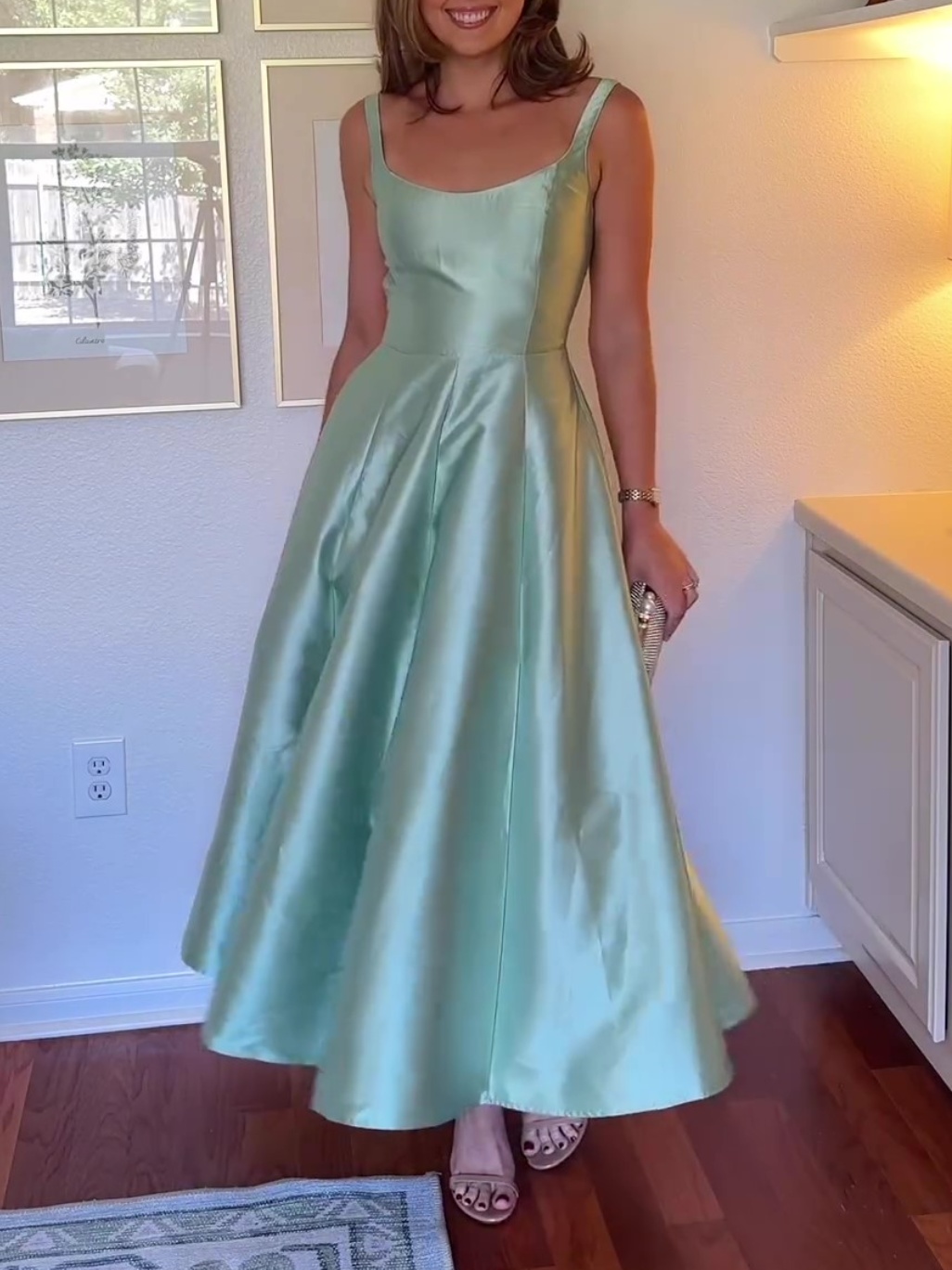 Scoop-Neck Cutout Gown Dress