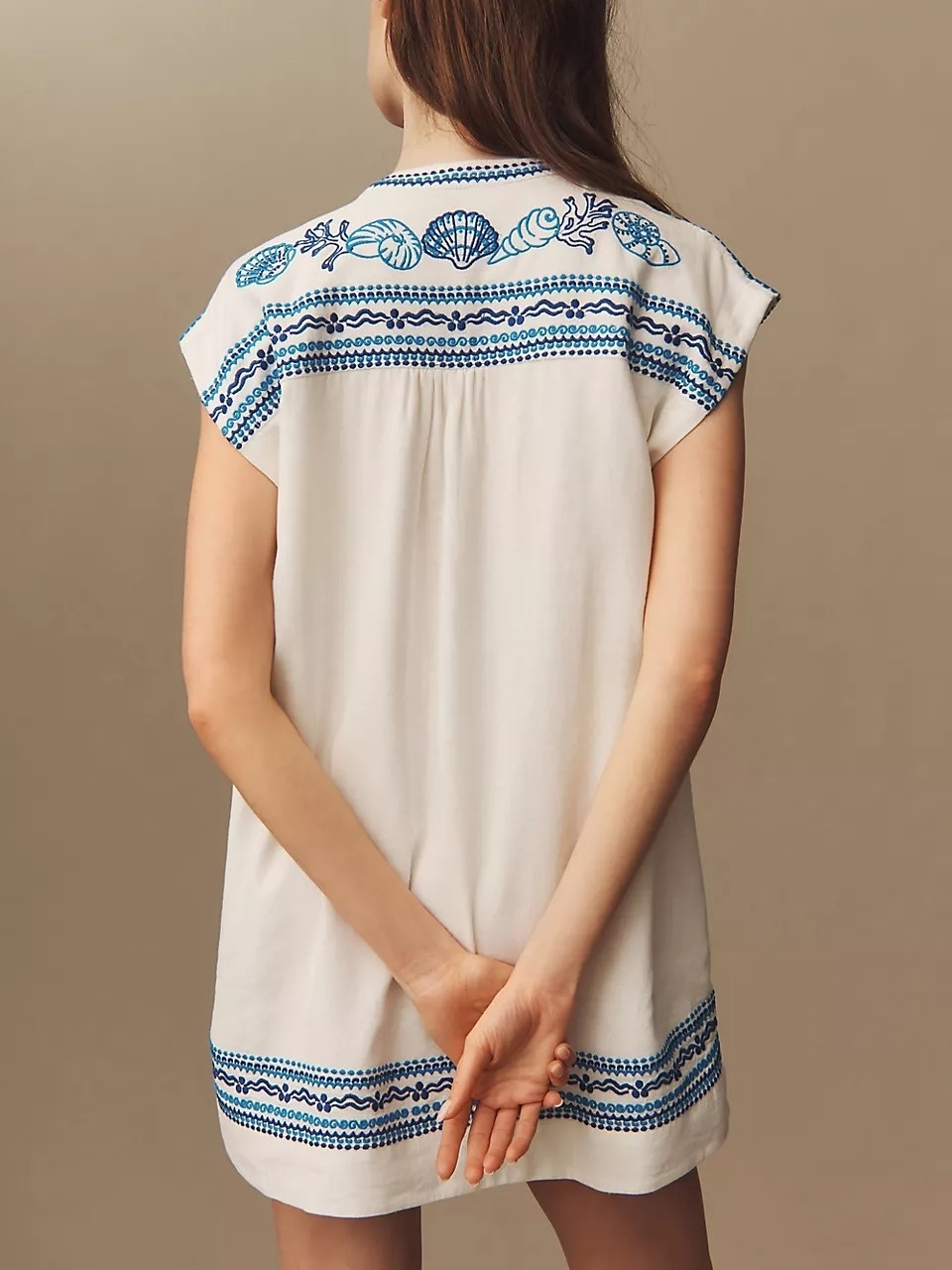 Embroidered Linen Tunic Dress
