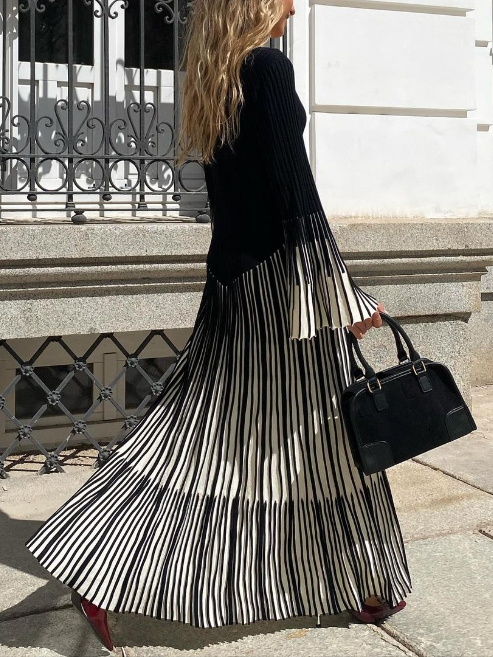 Black Patchwork Knit Dress