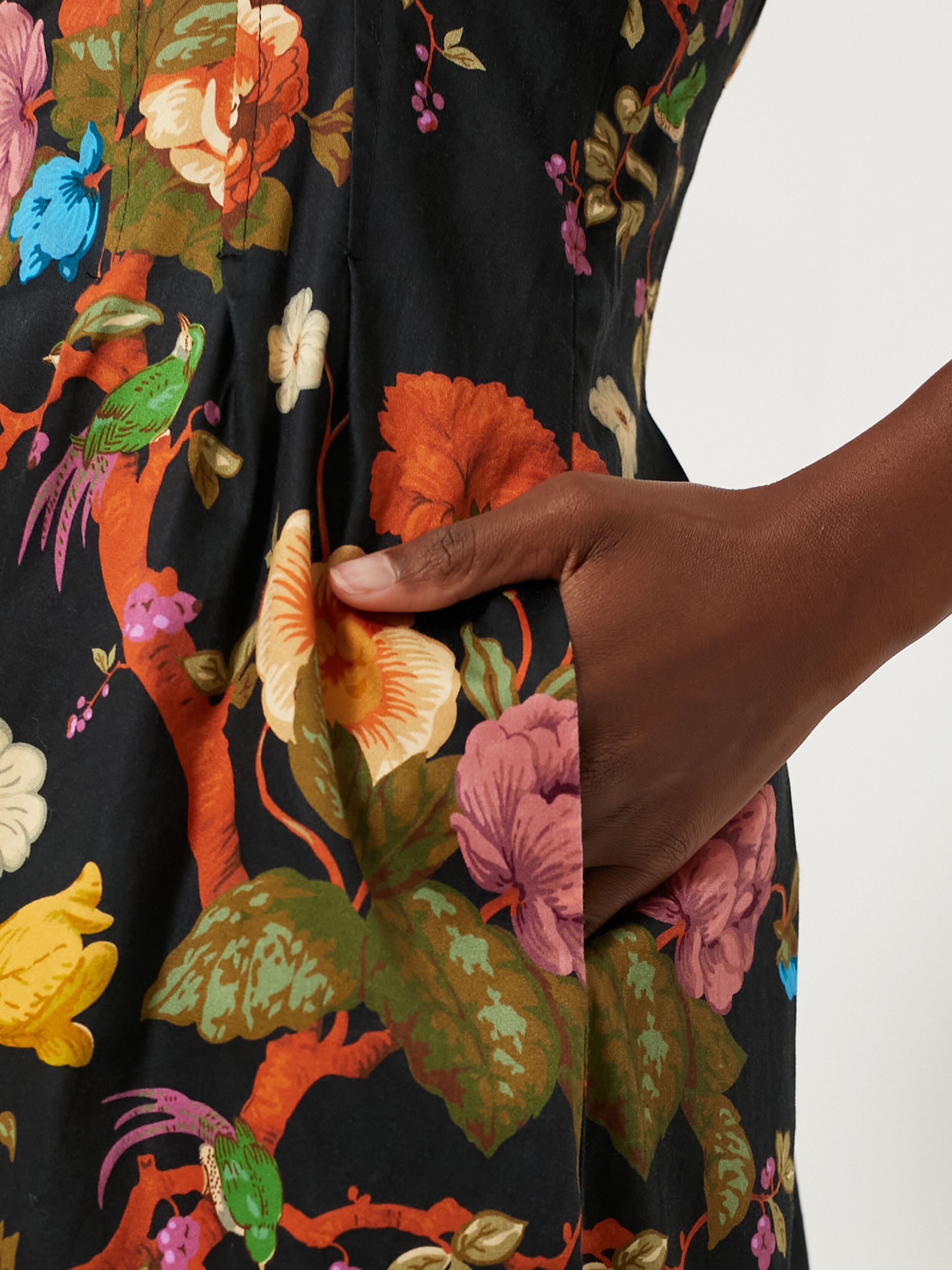 Bubble Short Sleeve Waisted Floral Midi Dress