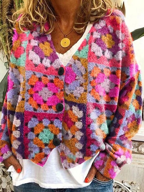 Fun And Chic Long Sleeved  Printed Cardigan