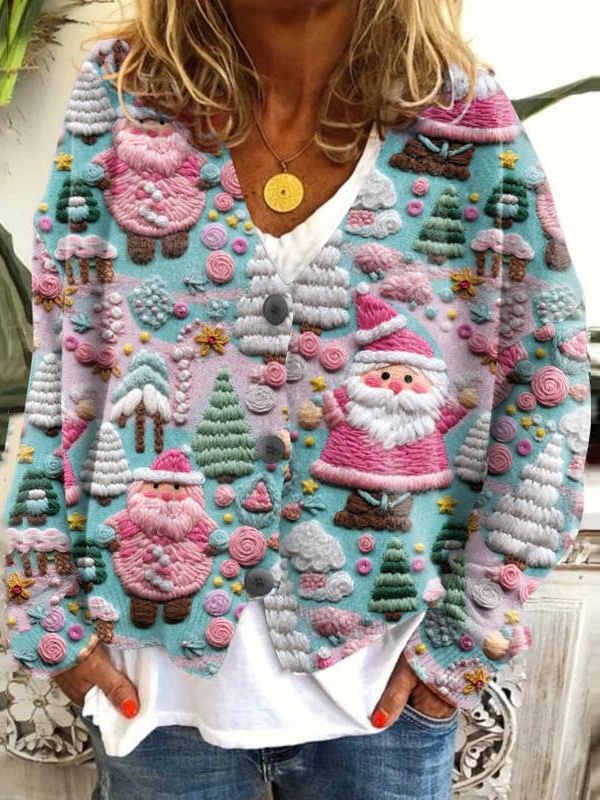 Fun And Chic Long Sleeved  Printed Cardigan