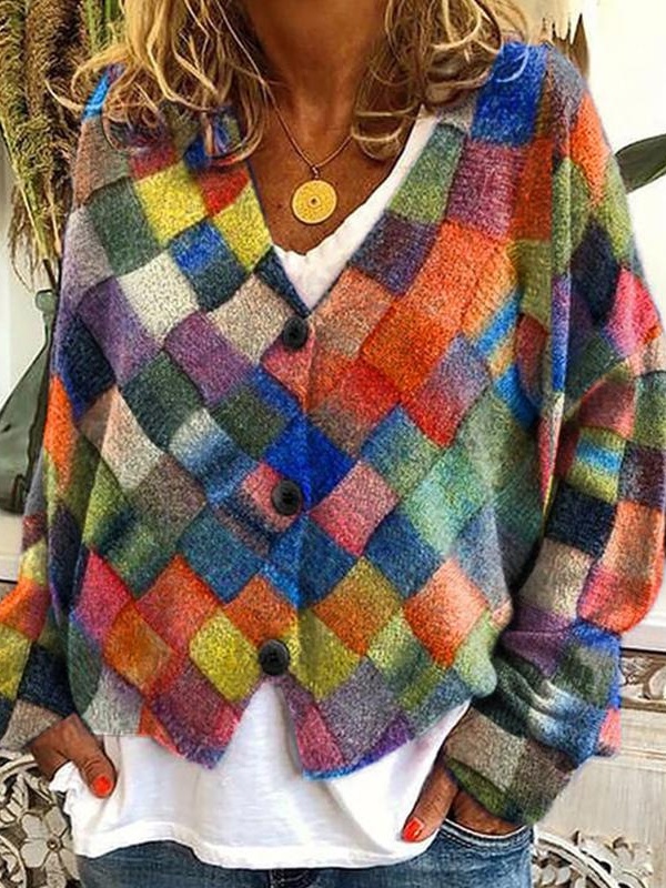 Fun And Chic Long Sleeved  Printed Cardigan