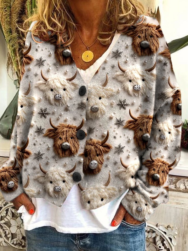 Fun And Chic Long Sleeved  Printed Cardigan