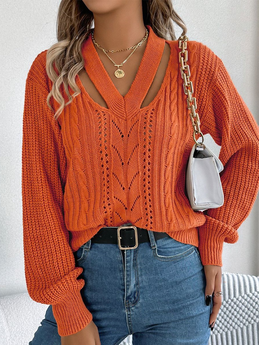 Orange Cutout Sweater