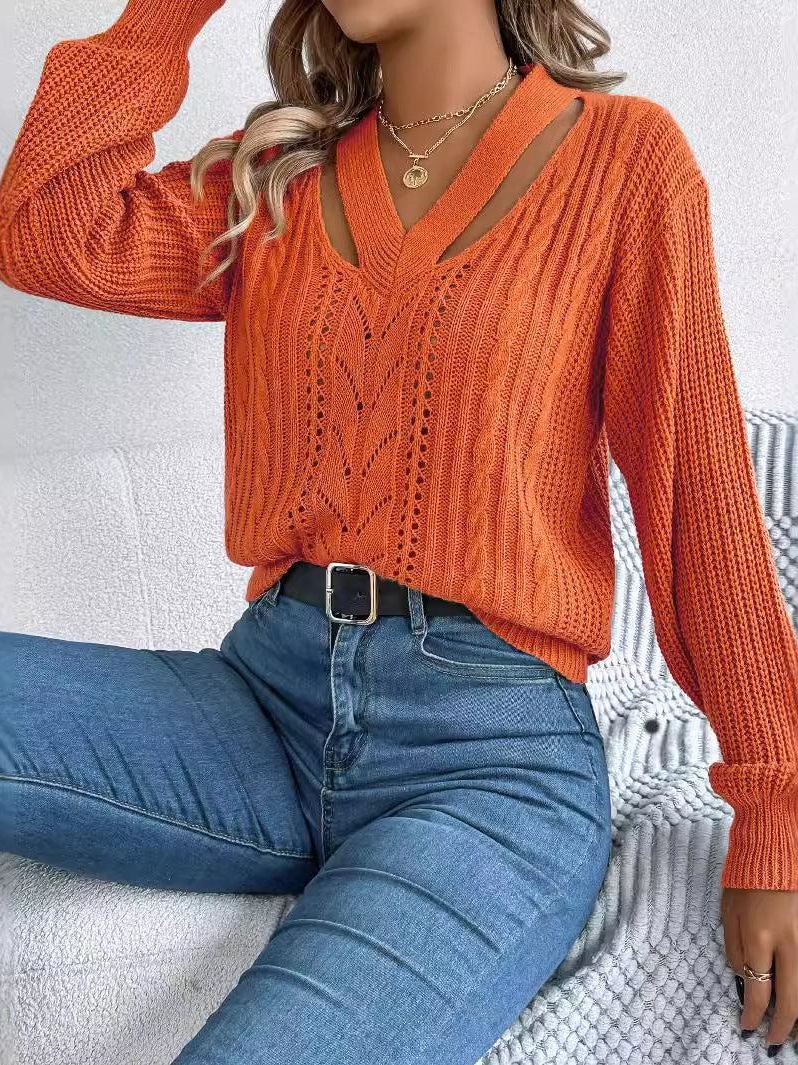 Orange Cutout Sweater