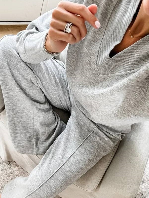 V-neck Top & Pants Two-piece Set