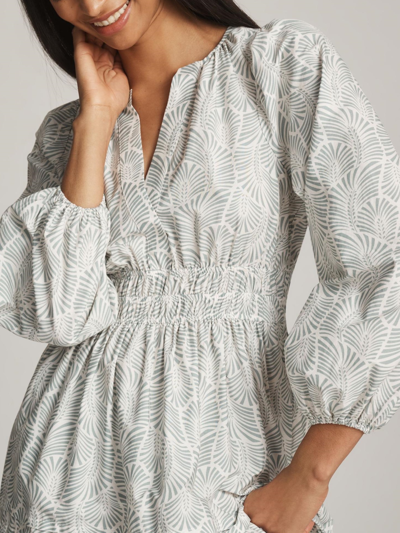 BlueTextured Patterned Maxi Dress