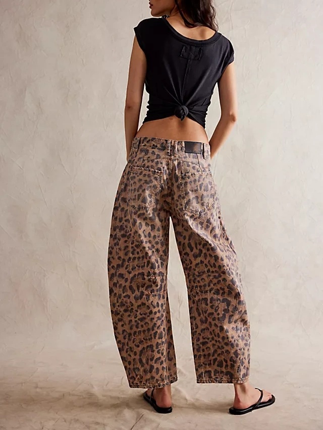 Leopard Print Denim Jeans