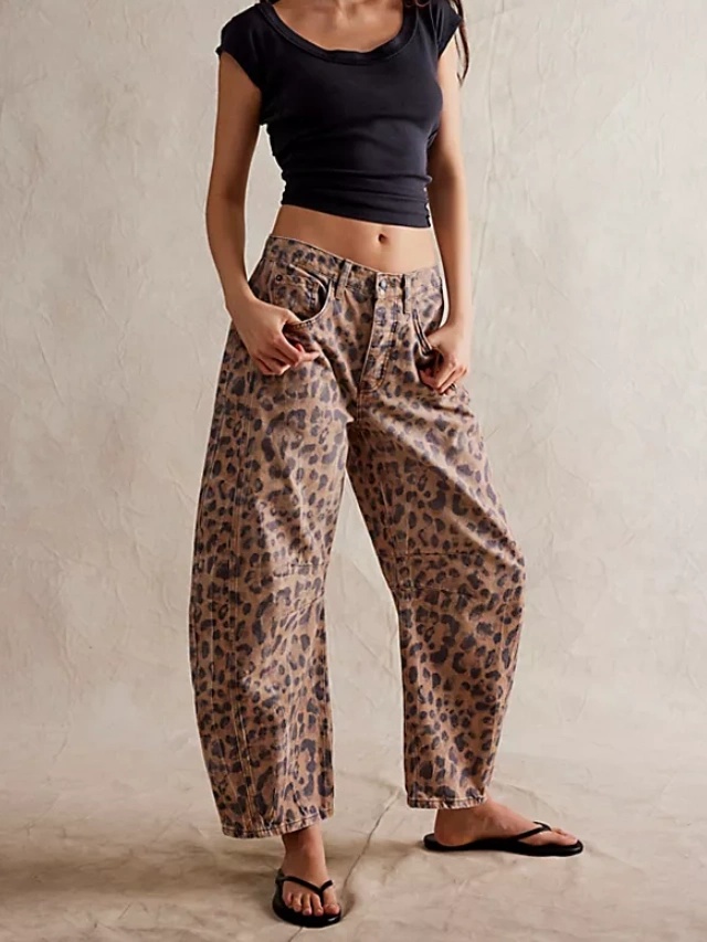 Leopard Print Denim Jeans