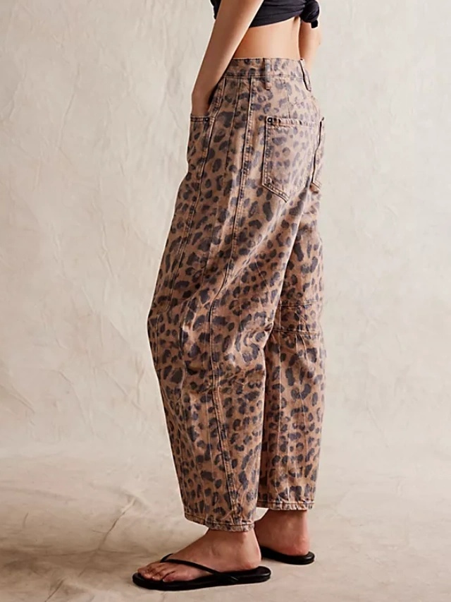 Leopard Print Denim Jeans