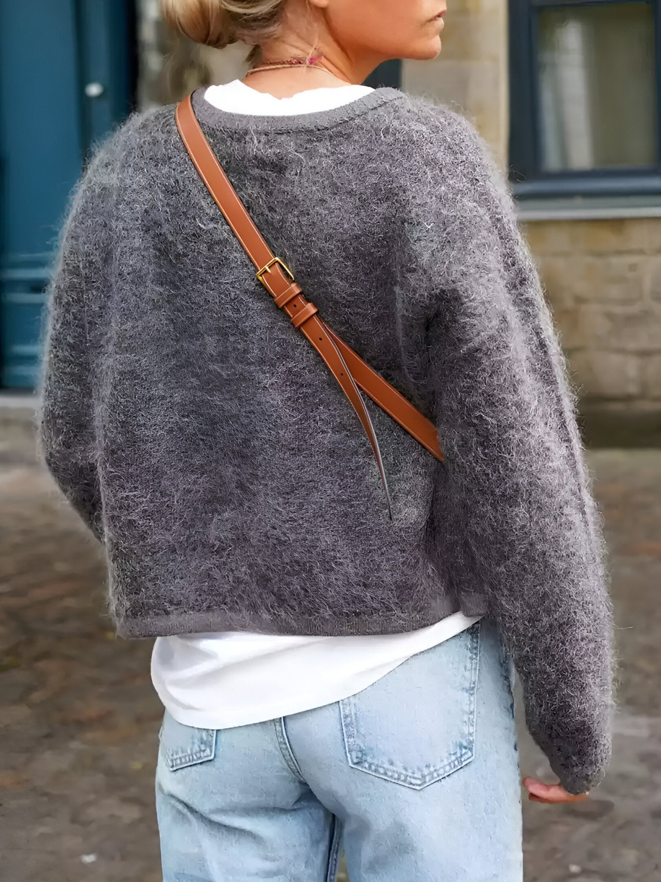 Round Neck Long Sleeve Cardigan