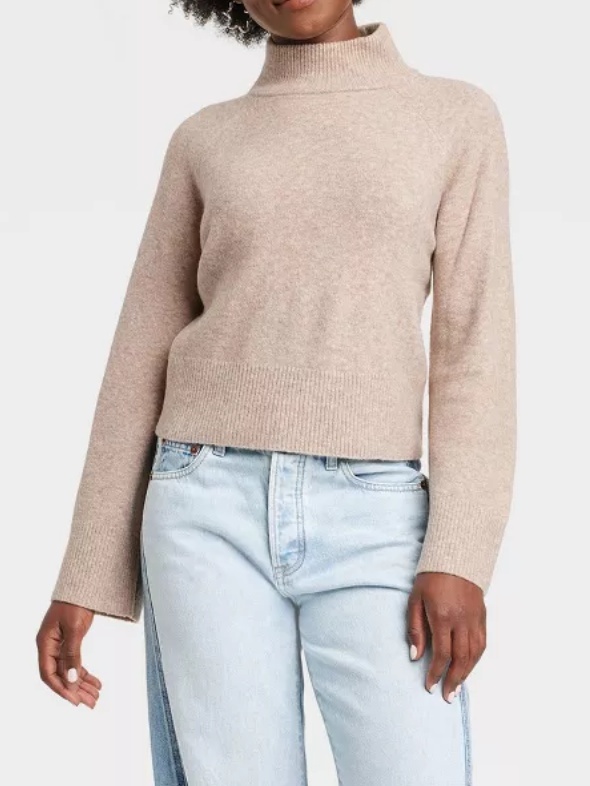 Women's Cozy Knit Mock Turtleneck Pullover Sweater