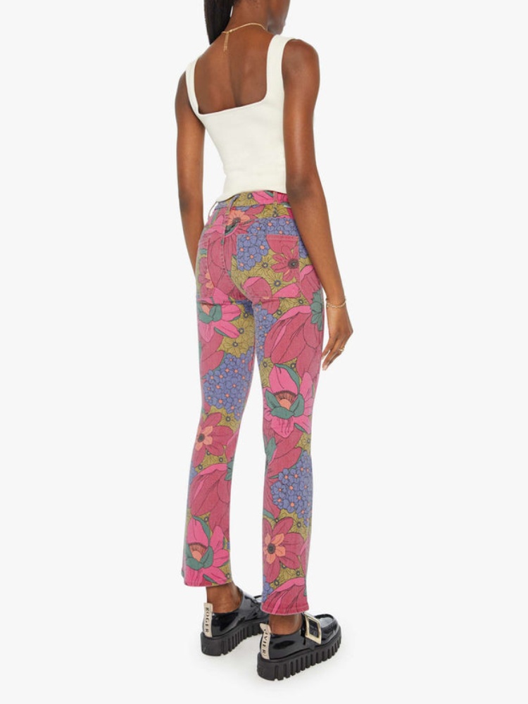 Pink Floral Print Casual Pants