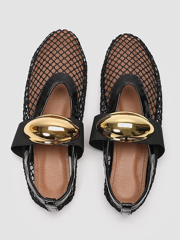 Mesh Cutout Ballet Shoes