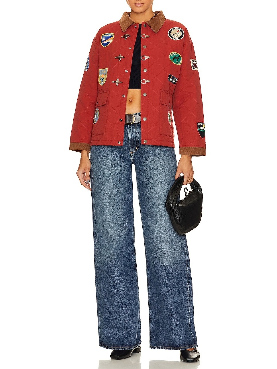 Red Quilt Patch Jacket Coat