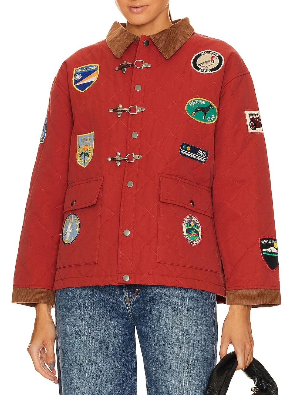 Red Quilt Patch Jacket Coat