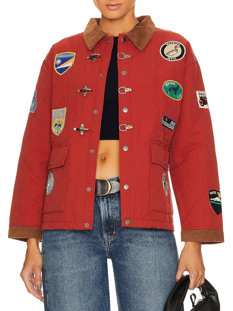 Red Quilt Patch Jacket Coat