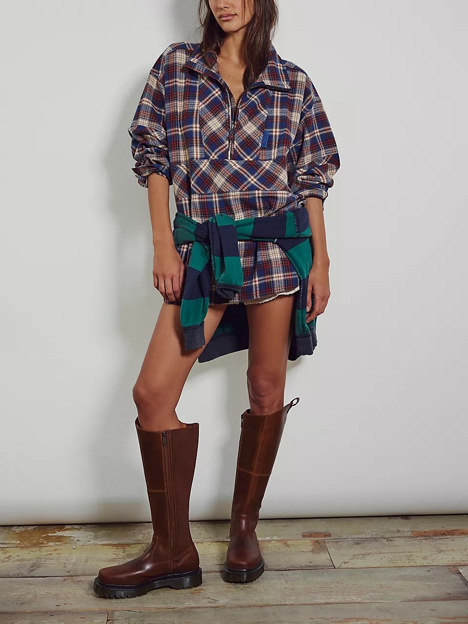 Half-zip Plaid Shirt