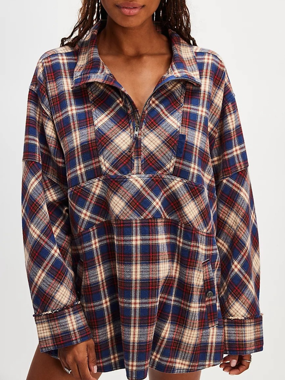 Half-zip Plaid Shirt