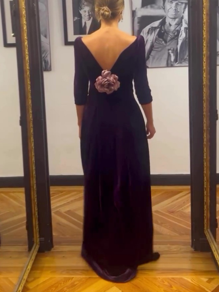 Vintage Elegant Velvet Gown Dress