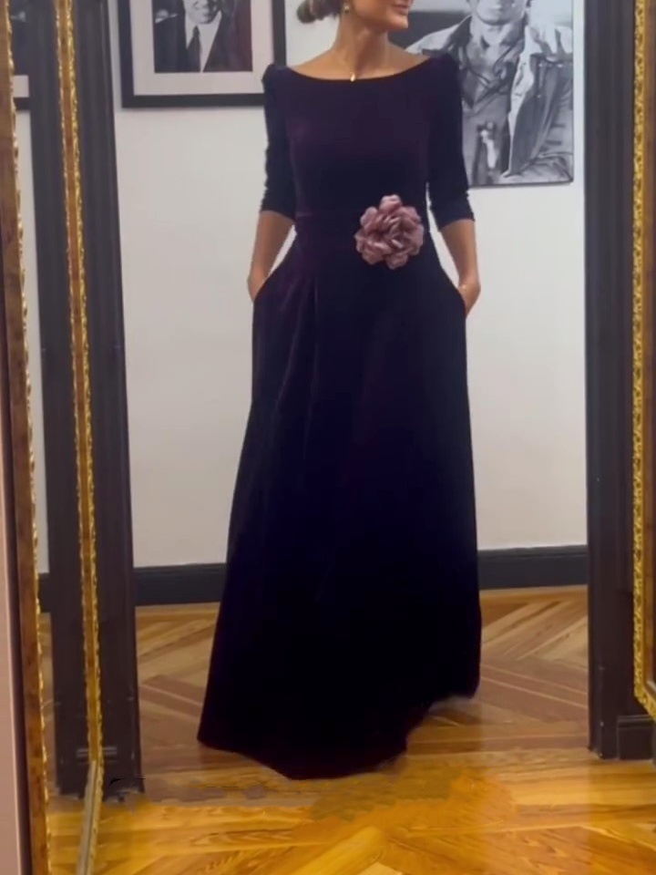 Vintage Elegant Velvet Gown Dress