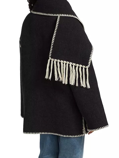 Embroidered Wool-Blend Scarf Jacket