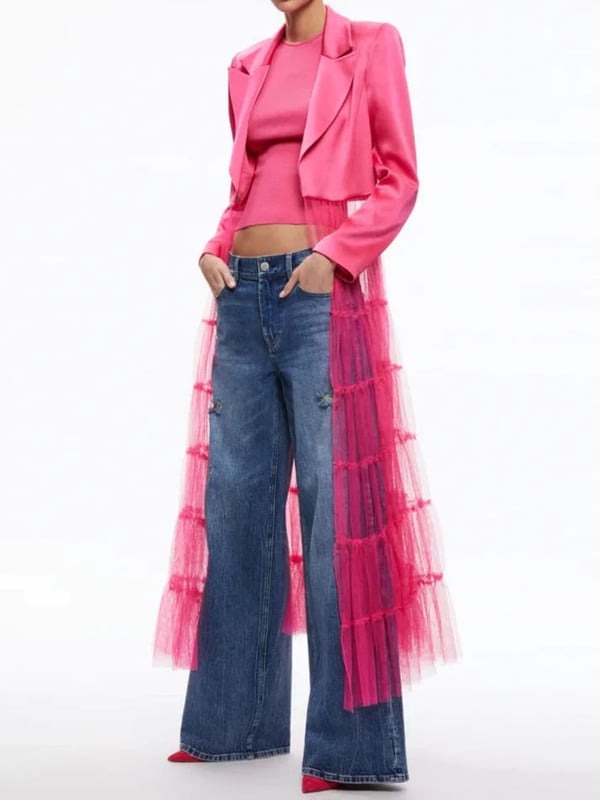 Stylish Satin Lapel Jacket