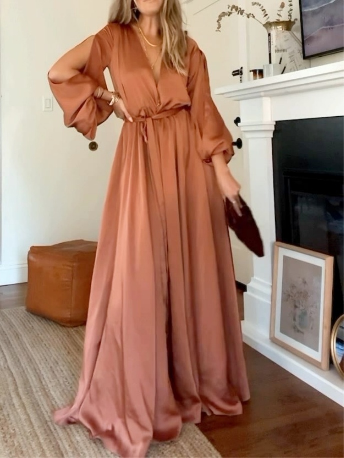 Elegant V-Neck High Waist Party Dress