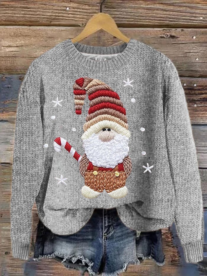 Merry Christmas Dwarf Santa Claus Print Sweater
