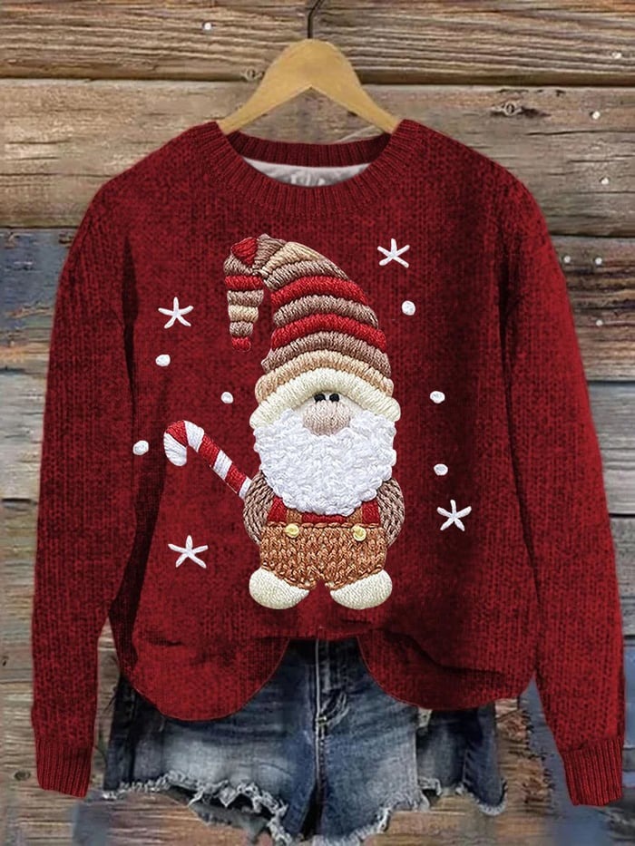 Merry Christmas Dwarf Santa Claus Print Sweater