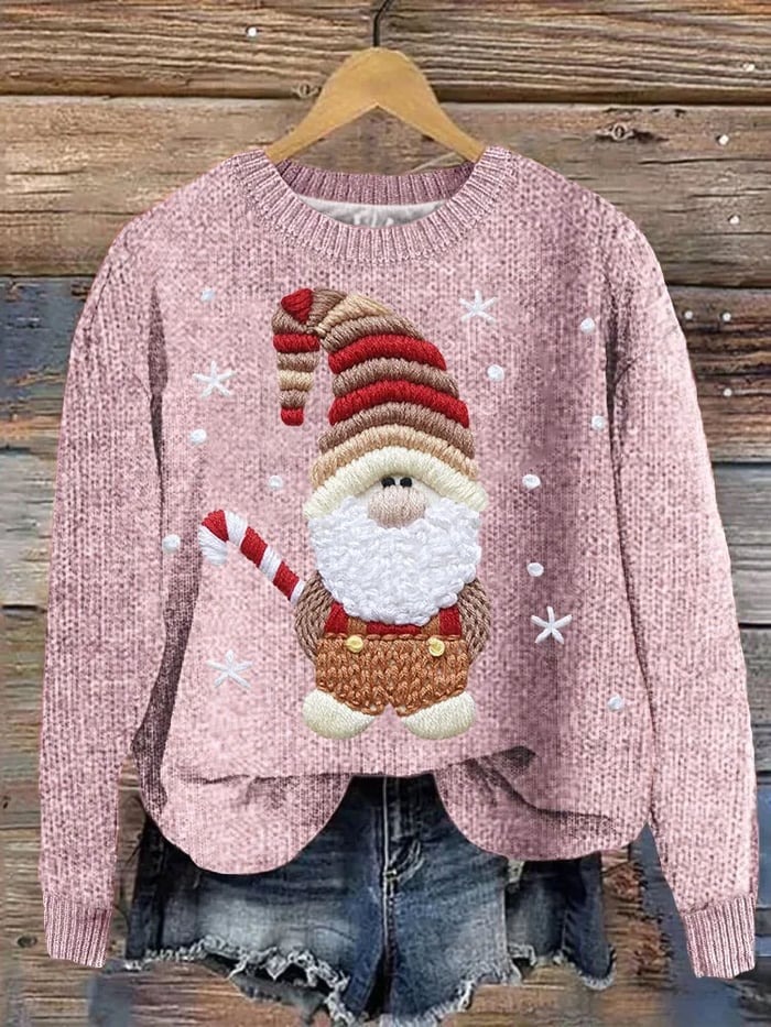 Merry Christmas Dwarf Santa Claus Print Sweater