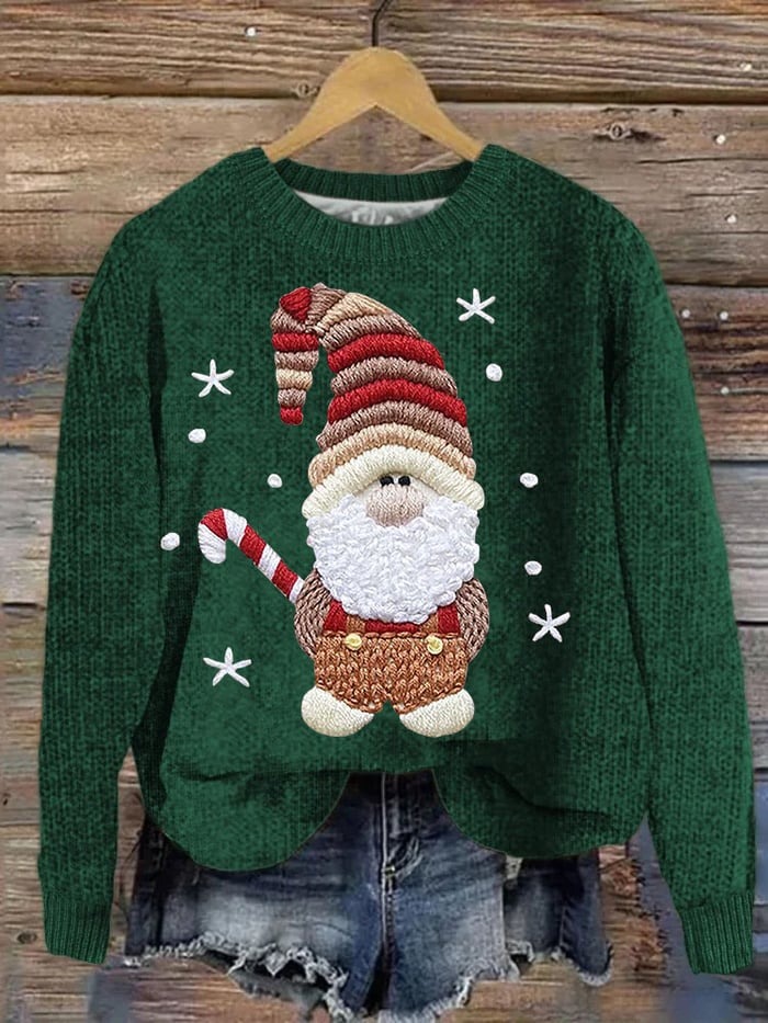 Merry Christmas Dwarf Santa Claus Print Sweater