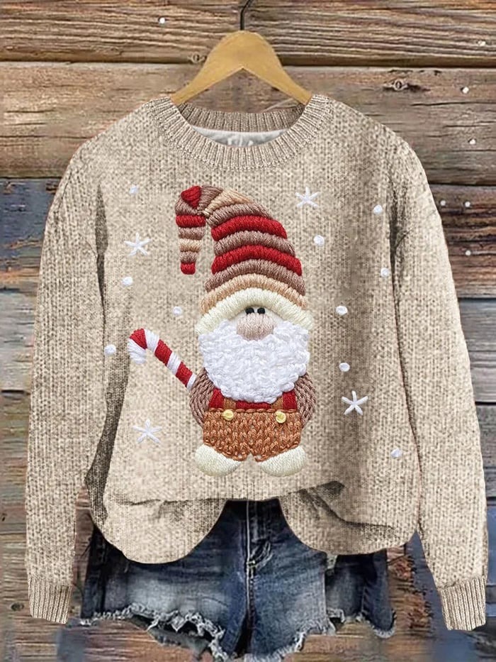 Merry Christmas Dwarf Santa Claus Print Sweater