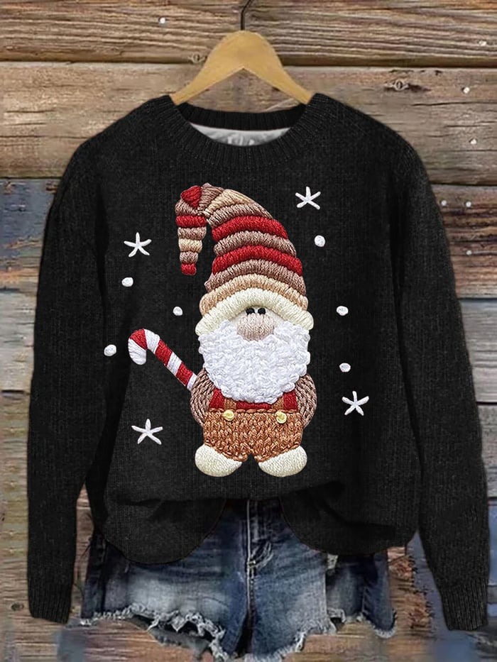 Merry Christmas Dwarf Santa Claus Print Sweater