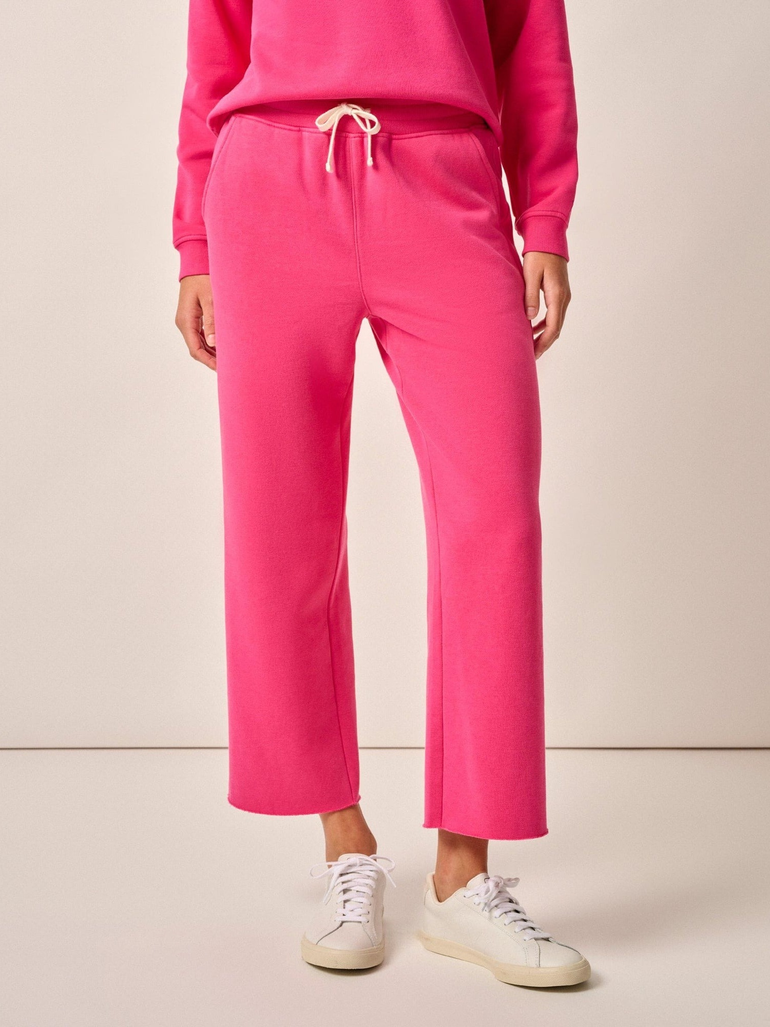 Cotton Crewneck Sweatshirt And Straight Sweatpant Set