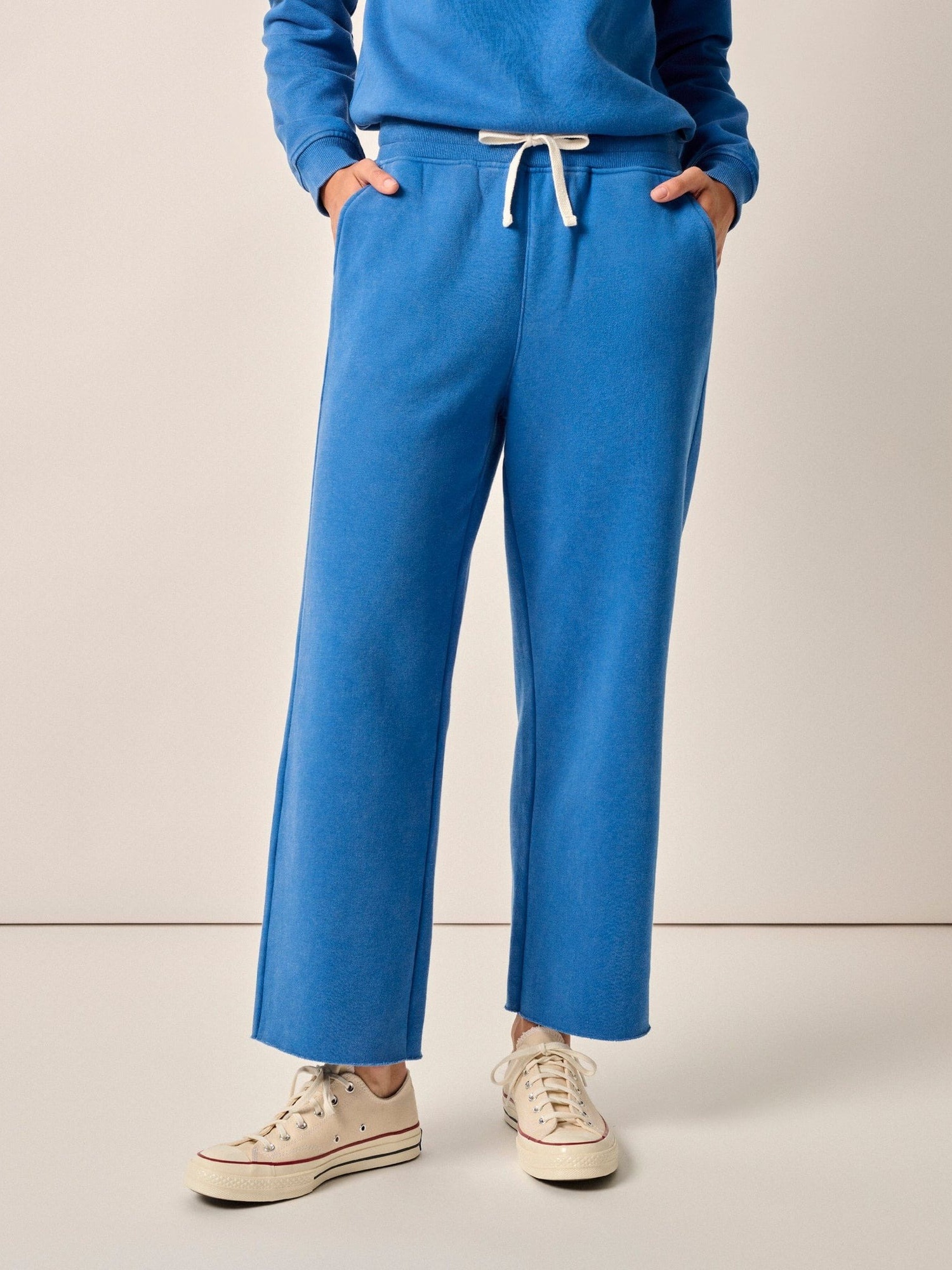 Cotton Crewneck Sweatshirt And Straight Sweatpant Set