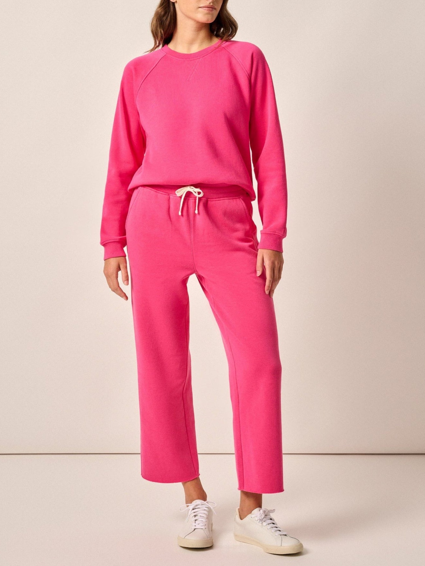 Cotton Crewneck Sweatshirt And Straight Sweatpant Set