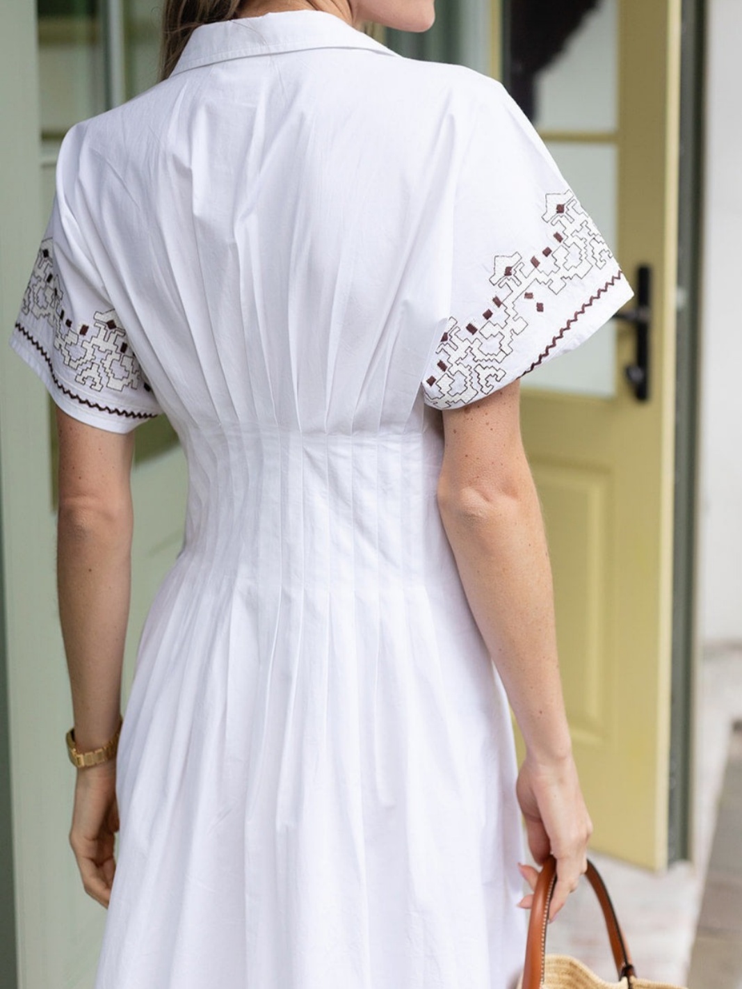 Chic Embroidered Shirt A-Line Maxi Dress