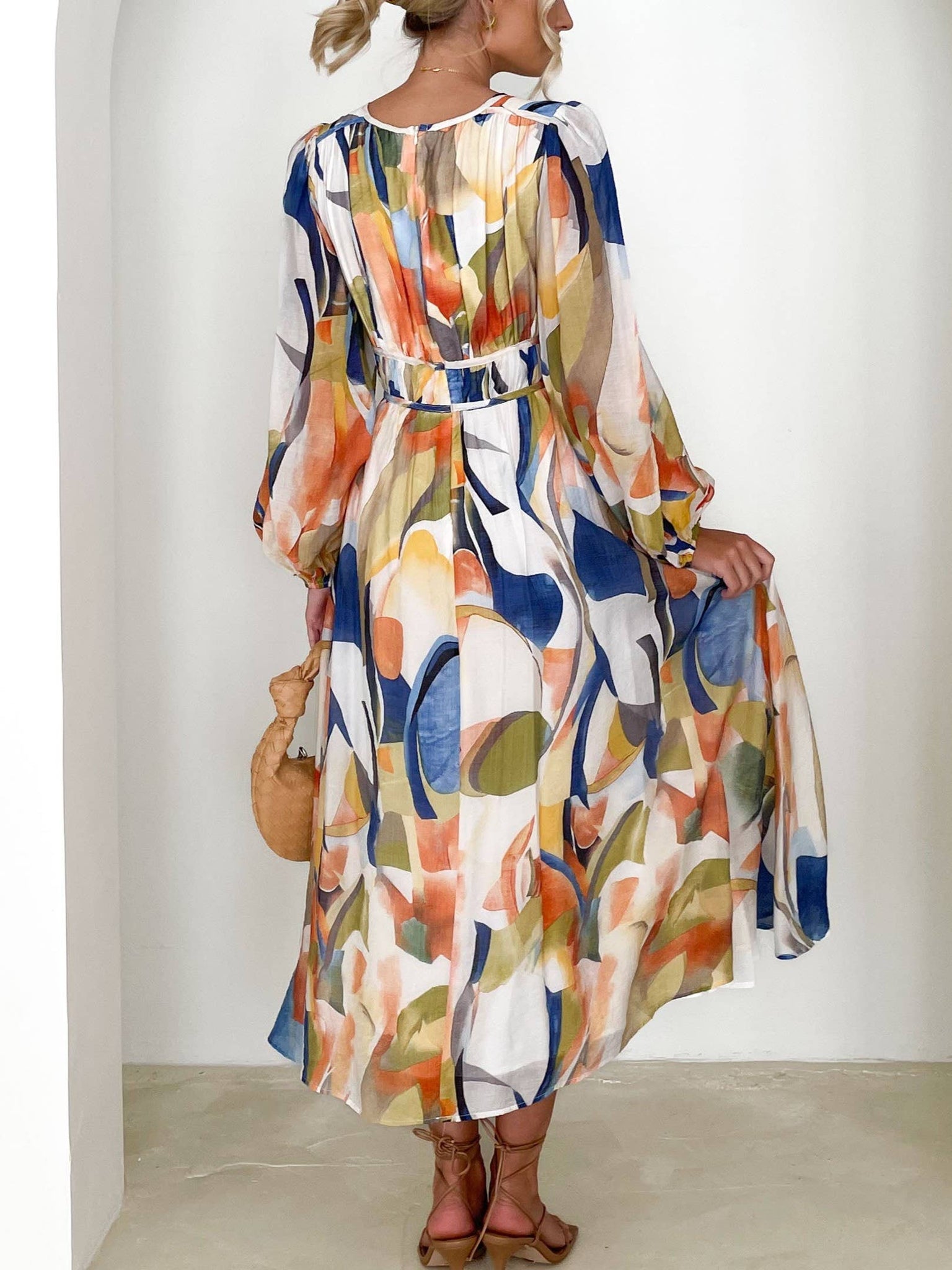 Long Sleeve Boho Floral Maxi Dress