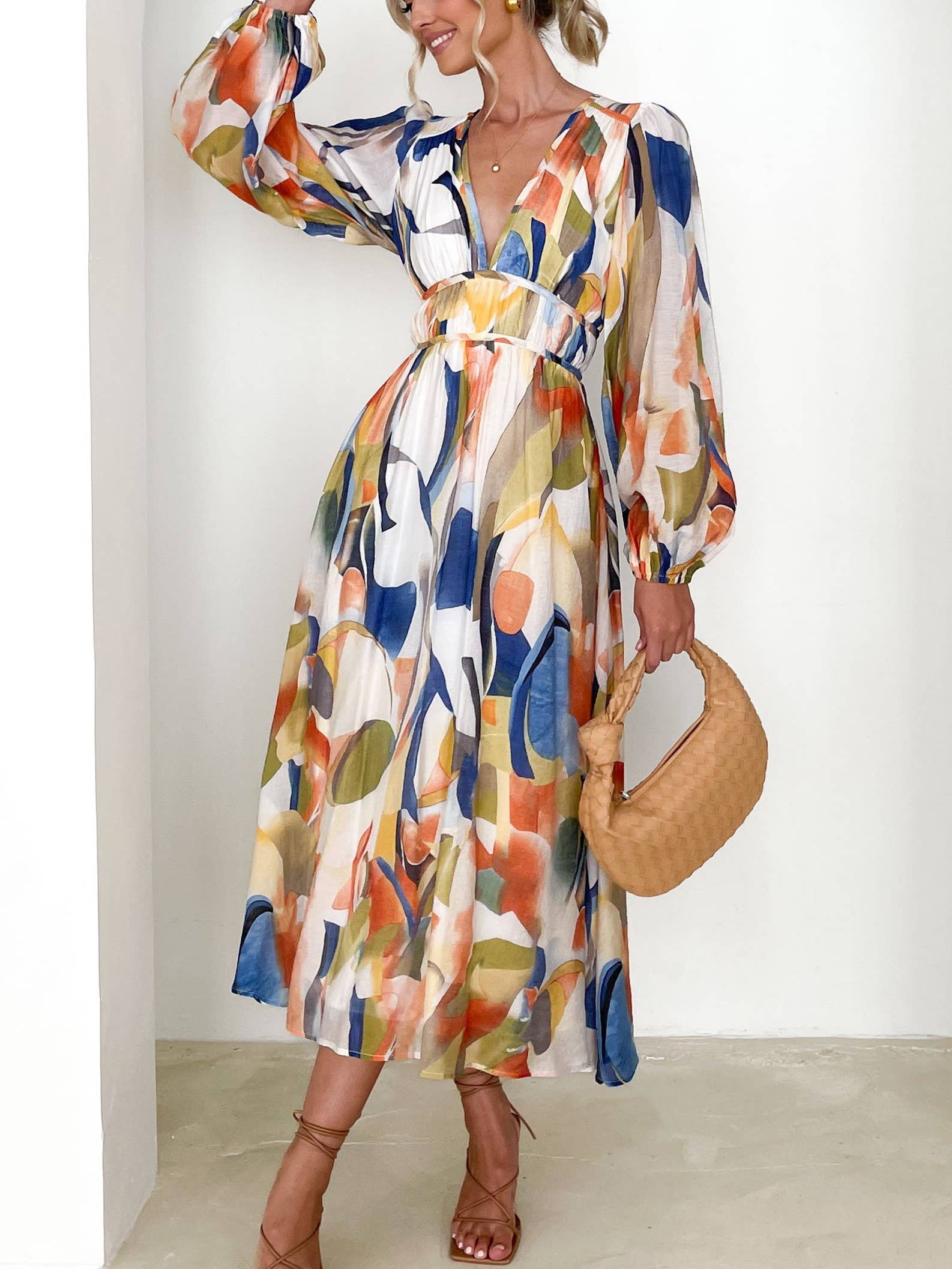 Long Sleeve Boho Floral Maxi Dress