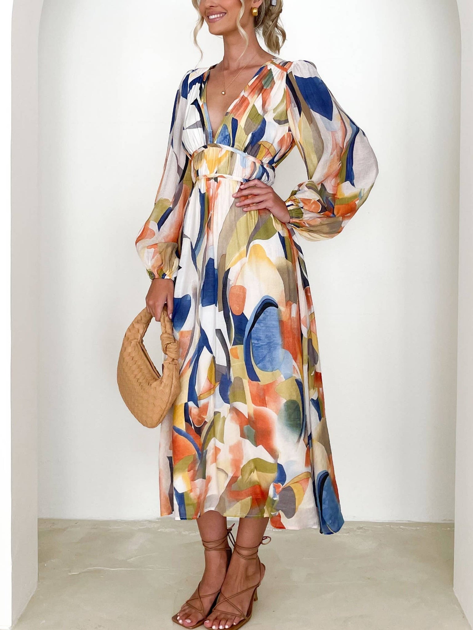 Long Sleeve Boho Floral Maxi Dress