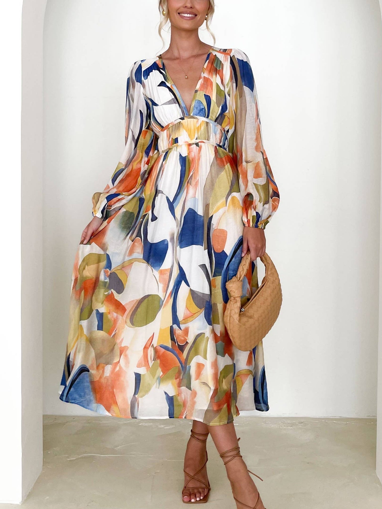 Long Sleeve Boho Floral Maxi Dress