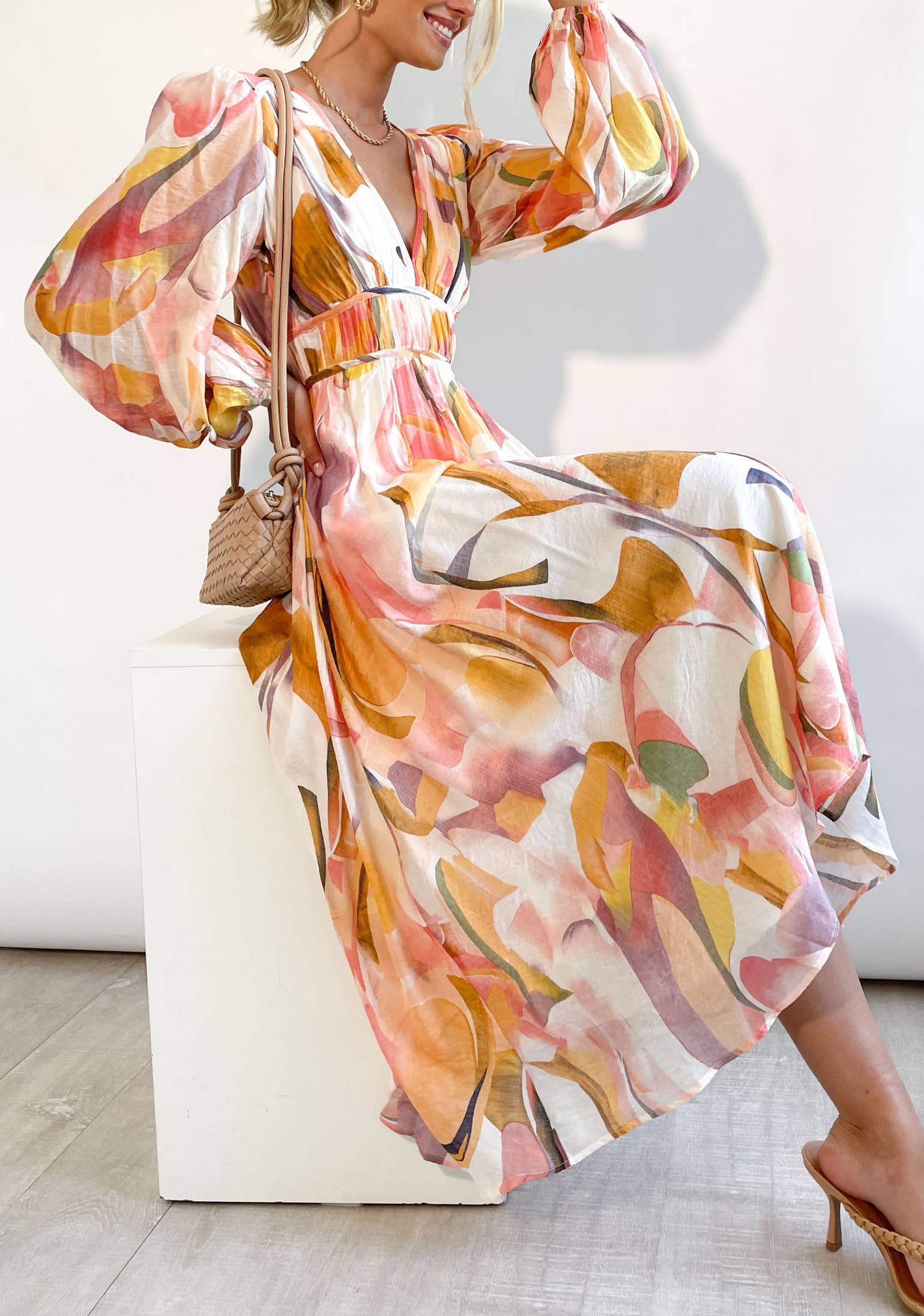 Long Sleeve Boho Floral Maxi Dress