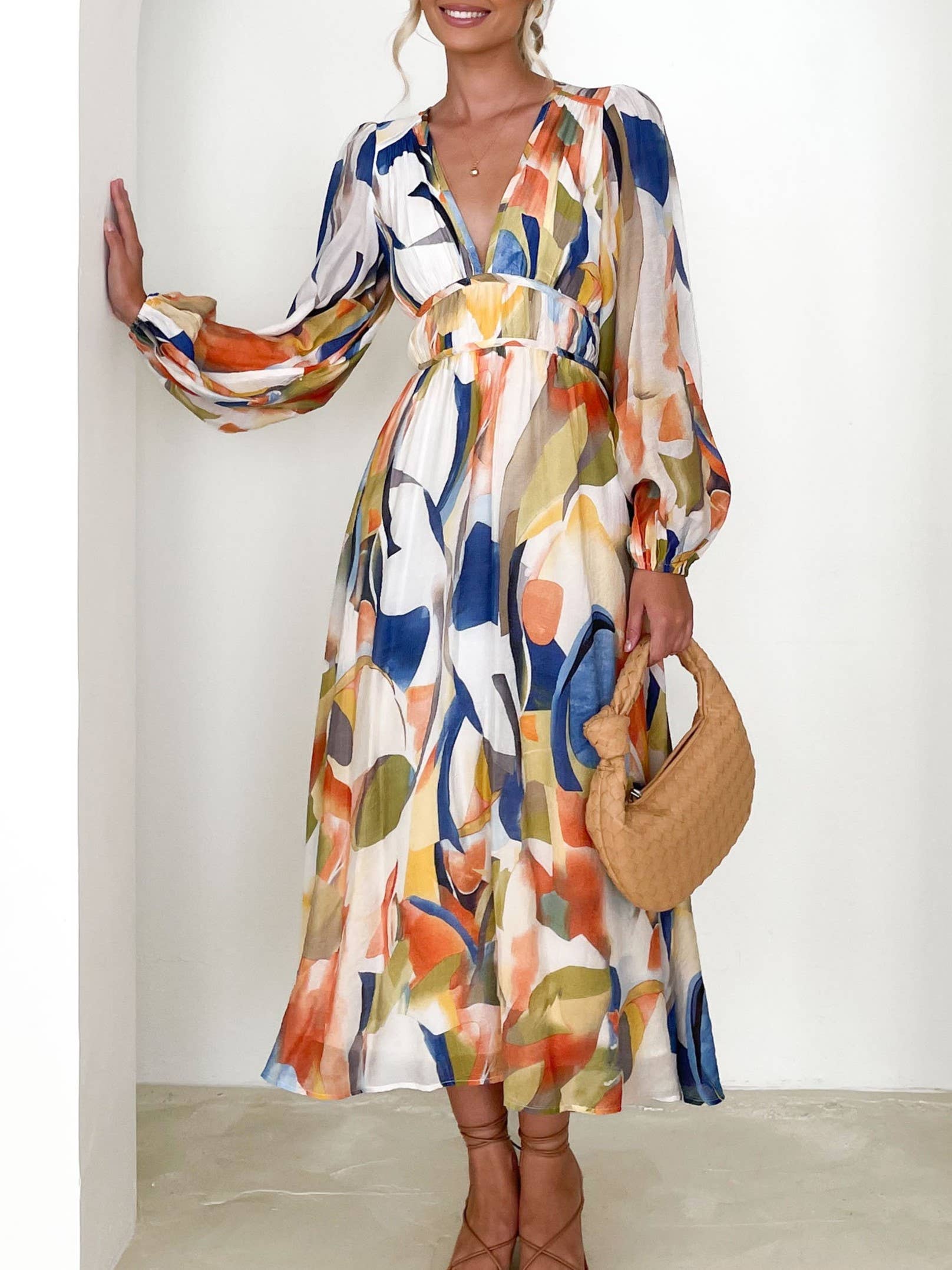 Long Sleeve Boho Floral Maxi Dress