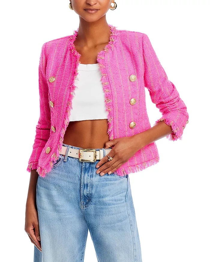 Tweed Jacket in Shocking Pink & Gold Stripe