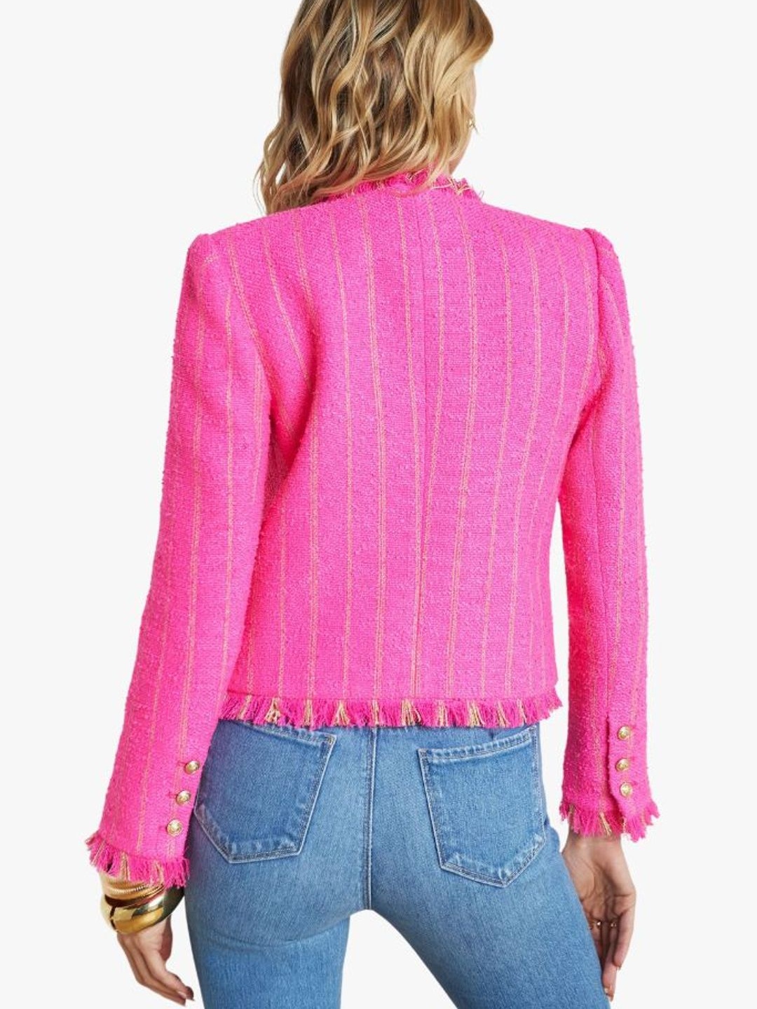 Tweed Jacket in Shocking Pink & Gold Stripe