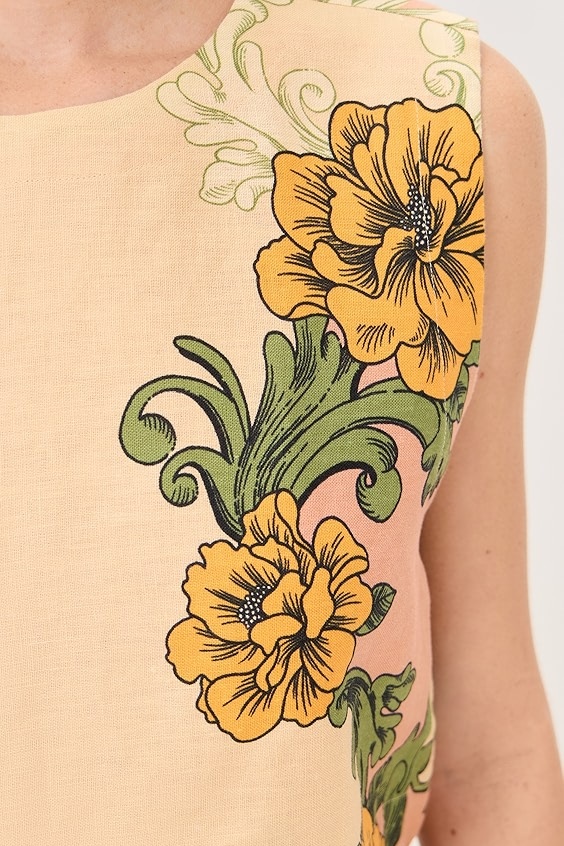 Pink Flower Cropped Top And Skirt Set