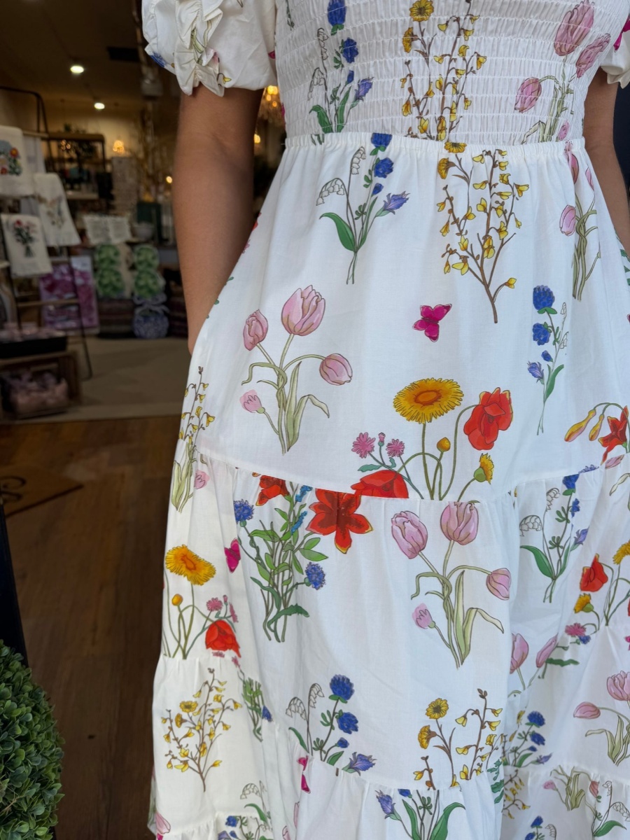 Spring Bubble Short Sleeve Floral Dress