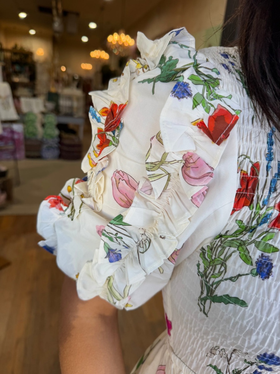 Spring Bubble Short Sleeve Floral Dress